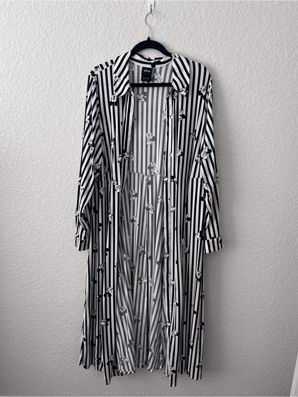 Disney Black & White Striped Long Sleeve Robe with Character Print